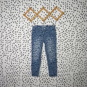 Wonder Nation Medium Wash Denim Floral Print Girls Skinny Leg Jeggings